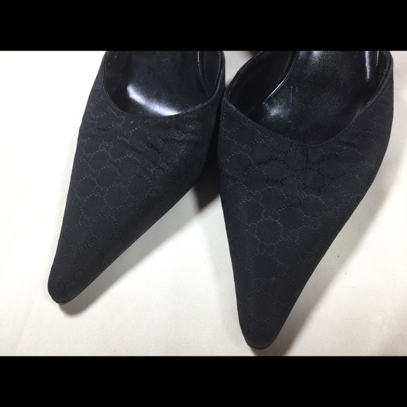 Gucci Black GG Monogram Mules Heels 38C - Picture 16 of 16